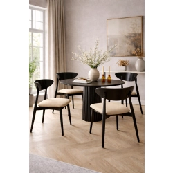 Krzesło KR-17 Kolor Beżowy  Kolor Drewna Czarny